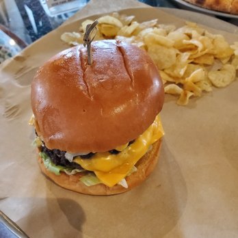 Hyde Park - Double cheeseburger with chips. - Cocktail Bars Near Me - Webster, Texas
