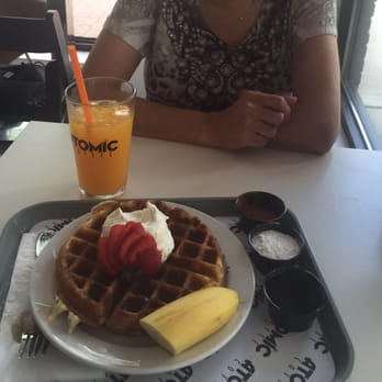 Atomic Coffee - Delicious waffle with a nice presentation. - Coffee & Tea Near Me - Royal Oak, Michigan