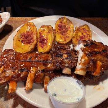 Dee Jay’s BBQ Ribs & Grille - Half rack with Potato Skins and Sweet Potato Fries. Just can't get enough. - Barbeque Near Me - Weirton, West Virginia
