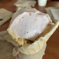 Lafayette Creamery - What's left of my raspberry ricotta (top) and pumpkin (bottom scoop).
