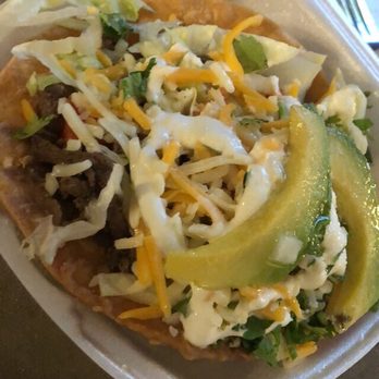 El Pilar - Steak Tostada - very generous with toppings.  Super fresh and delicious - Mexican Near Me - Riviera Beach, Maryland