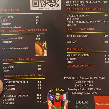Mr. Platano Restaurant - Menu - Latin American Near Me - Philadelphia, Pennsylvania Mr. Platano Restaurant - Menu - Latin American Near Me - Philadelphia, Pennsylvania