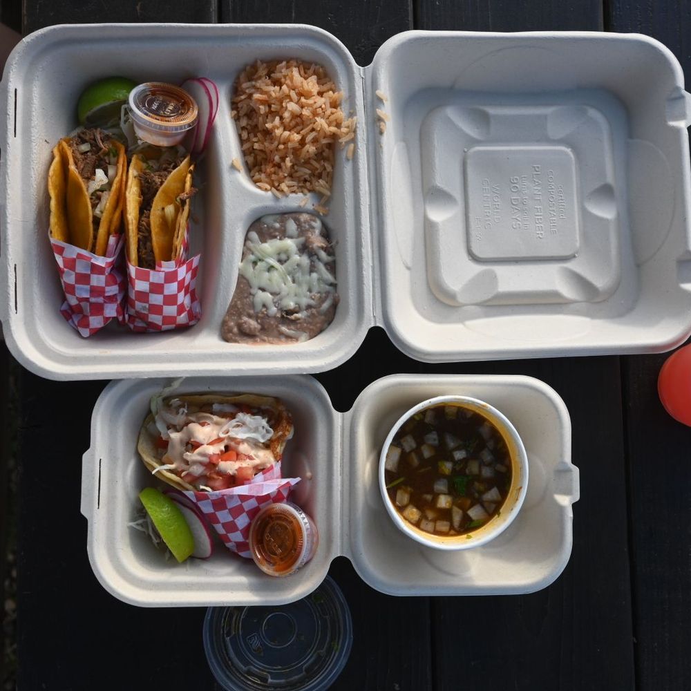 Fillo’s - Birria tacos and a shrimp taco, with sandía agua fresca. - Mexican Near Me - Kapaa, Hawaii