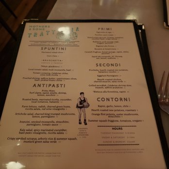 Mothers and Sons Trattoria - Dinner Menu - Italian Near Me - Durham, North Carolina
