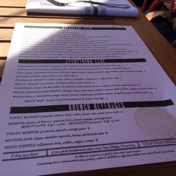 Trust - Menu - New American Near Me - San Diego, California Trust - Menu - New American Near Me - San Diego, California