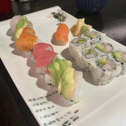 Yoka Breaux Bridge - Rainbow Roll and California Roll with Salmon Nigiri