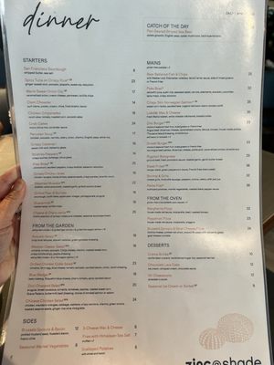 Menu photo 2 zinc@shade Manhattan Beach, CA