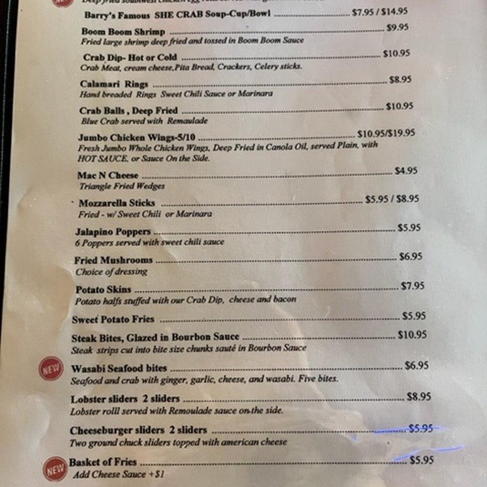 Barrys Walnut Island Restaurant - Menu - American Near Me - Grandy, North Carolina