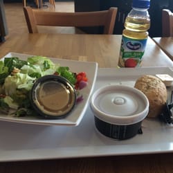 Saladworks - Create your own, small veg chili, wheat roll, apple juice - perfect lunch