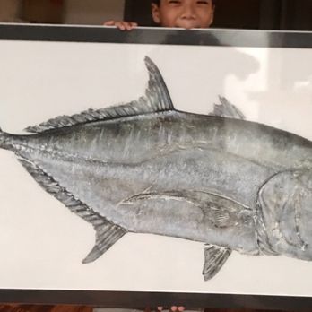 Gyotaku by Shane Hamamoto - White Ulua gyotaku. - Commissioned Artists Near Me Gyotaku by Shane Hamamoto - White Ulua gyotaku. - Commissioned Artists Near Me