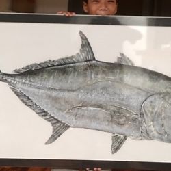 Gyotaku by Shane Hamamoto - White Ulua gyotaku.