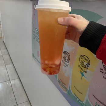 Uni Uni Bubble Tea - Lincoln Park - Lychee Peach Jasmine Green Tea with Lychee and Mango Jelly - Bubble Tea Near Me - Chicago, Illinois Uni Uni Bubble Tea - Lincoln Park - Lychee Peach Jasmine Green Tea with Lychee and Mango Jelly - Bubble Tea Near Me - Chicago, Illinois