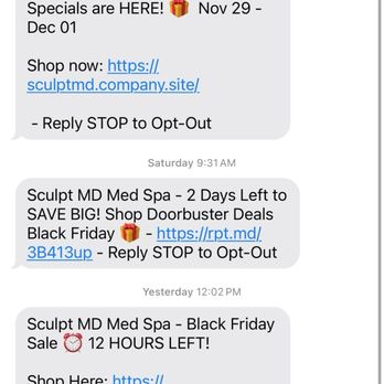 Sculpt MD Medspa - I received several text messages stating that my procedure was on sale. - Medical Spas Near Me - Livermore, California