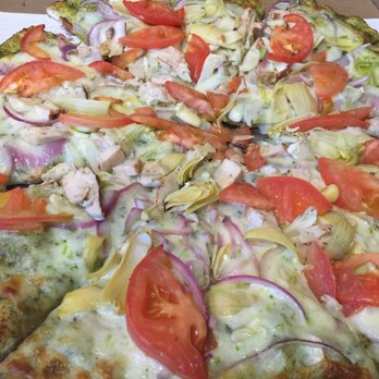 Boulevard Pizza - Basil Pesto Medley with artichokes instead of peppers. - Pizza Near Me - Sparks, Nevada Boulevard Pizza - Basil Pesto Medley with artichokes instead of peppers. - Pizza Near Me - Sparks, Nevada