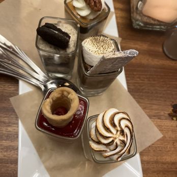Seasons 52 - Desert shooter: cannoli, Key Lime Pie, s'mores, Oreo cookie, pecan pie - New American Near Me - Lone Tree, Colorado