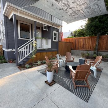 Blooming Moon Wellness Spa - Seating area with firepit in Backyard - Skin Care Near Me - Portland, Oregon