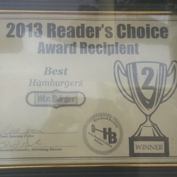Mr Burger West - Mr. Burger ranked second place on the Reader's Choice  "BEST BURGER" in Hereford Tx.