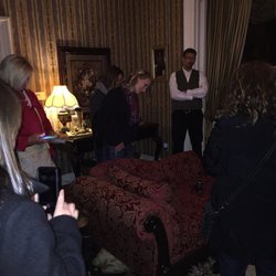 Amelia's Galena Ghost Tours - Using the sound box in the Ryan Mansion!