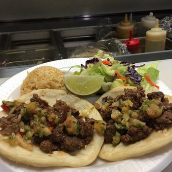 Robinson's Grocery - Beef Tacos on handmade tortillas with rice and house salad. - Grocery Near Me - Front Royal, Virginia Robinson's Grocery - Beef Tacos on handmade tortillas with rice and house salad. - Grocery Near Me - Front Royal, Virginia