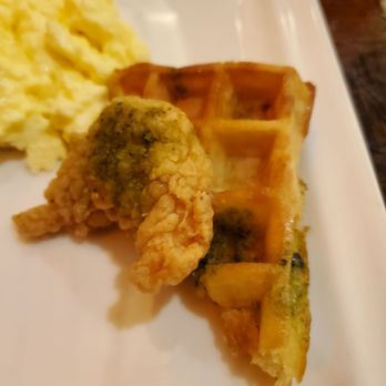 Wicked Spoon - Basil butter & Nashville hot honey on chicken and waffles - Buffets Near Me - Las Vegas, Nevada Wicked Spoon - Basil butter & Nashville hot honey on chicken and waffles - Buffets Near Me - Las Vegas, Nevada