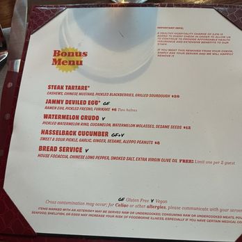 Fancypants - Bonus Menu - Steakhouses Near Me - Nashville, Tennessee