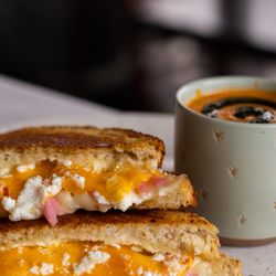Table 33 - Gourmet Grilled Cheese | sourdough bread, cheddar cheese, swiss cheese, goat cheese, aioli, pickled onions