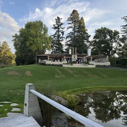 Huka Lodge - Looking from the water to the main lodge and deck
