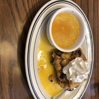 Mimi's Cafe - Bread Pudding with extra whiskey butter sauce - Breakfast & Brunch Near Me - Lakewood, California