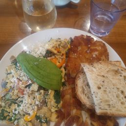 Veggie scramble and presseco Veggie scramble and presseco