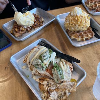 Waffle Love - Apple Streusel Waffle, Dulce De Leche Wafflw, and Chicken Avocado Tartine Waffle - Waffles Near Me - Round Rock, Texas Waffle Love - Apple Streusel Waffle, Dulce De Leche Wafflw, and Chicken Avocado Tartine Waffle - Waffles Near Me - Round Rock, Texas
