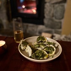 Evergreen Market - Oysters Rockefeller, made from oysters sourced from the cooking school, and Marks recipe he printed out for us while we waited.