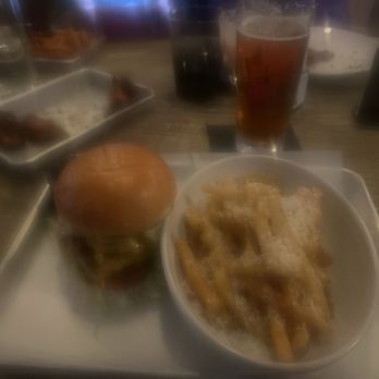 Bourbon's Kitchen & Cocktails - Smash burger Parmesan truffle fries - Cocktail Bars Near Me - Framingham, Massachusetts