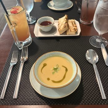 Equinox on 19th - Soup & bread w strawberry jam - New American Near Me - Washington, DC, District of Columbia