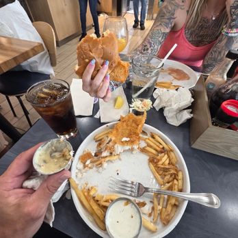 The Waterman Fish Bar - Fish sandwich and half of the fish & chips lol - Seafood Near Me - Charlotte, North Carolina
