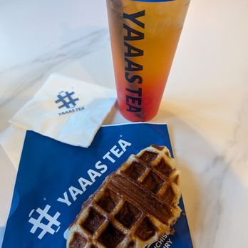 Yaaas Tea - 3.19.26 Green Tea Passion fruit flavor w/strawberry boba & Scallion cream cheese Croffle - Bubble Tea Near Me - Farmingdale, New York Yaaas Tea - 3.19.26 Green Tea Passion fruit flavor w/strawberry boba & Scallion cream cheese Croffle - Bubble Tea Near Me - Farmingdale, New York