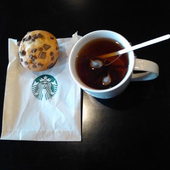 Starbucks - Lunch (chocolate chip muffin and hot tea) on some day before the trees regained their leaves. - Coffee & Tea Near Me - West Linn, Oregon Starbucks - Lunch (chocolate chip muffin and hot tea) on some day before the trees regained their leaves. - Coffee & Tea Near Me - West Linn, Oregon