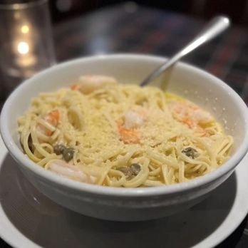 Tartan Room - a bowl of pasta with shrimp and vegetables - American Near Me - Orange, California