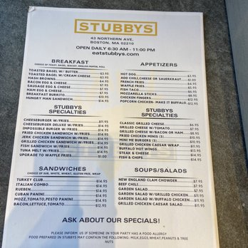 Stubbys - Menu - Breakfast & Brunch Near Me - Boston, Massachusetts