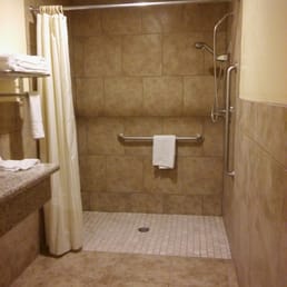 Staying in the newly remodeled handicapped room. Its nice and i love how the outlets are up high and out if reach for my 1 year old. Staying in the newly remodeled handicapped room. Its nice and i love how the outlets are up high and out if reach for my 1 year old.