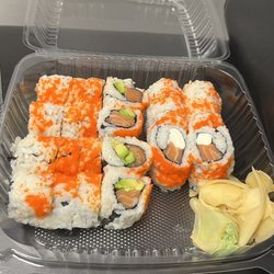 Nakorn Roll & Bowl - Salmon Avocado Roll on the left, JB Roll on the right