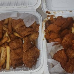 Fried shrimp candy yams
