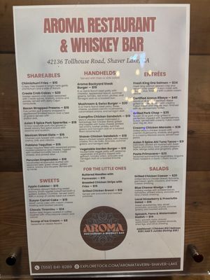Menu photo 1 Aroma Tavern Shaver Lake, CA