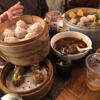 Steamed - Couldn't get enough. Pork soup dumplings on top, rice and shitake in foreground; sampler in back, noodle soup in middle. Yum~! - Dim Sum Near Me - Madison, Connecticut