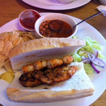 Crazy Cajuns' Boiling Pot - Blackened shrimp Po'boy with jalapeño black eyed peas and chips - Cajun/Creole Near Me - Birmingham, Alabama