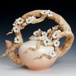 Bonnie Belt Studio - Plum Blossom Teapot-10"h