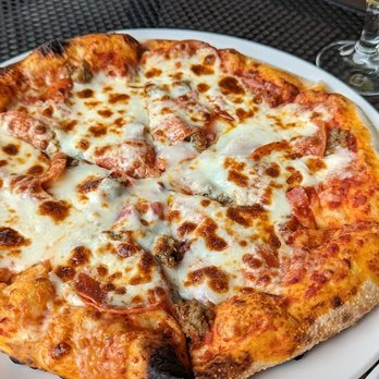 Upland Brewing Company - The meat pizza is gorgeous and promises to be the best ever but falls short with lack of flavor. - Pizza Near Me - Indianapolis, Indiana