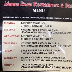 Mama Rosa Restaurant and Bar - Specials