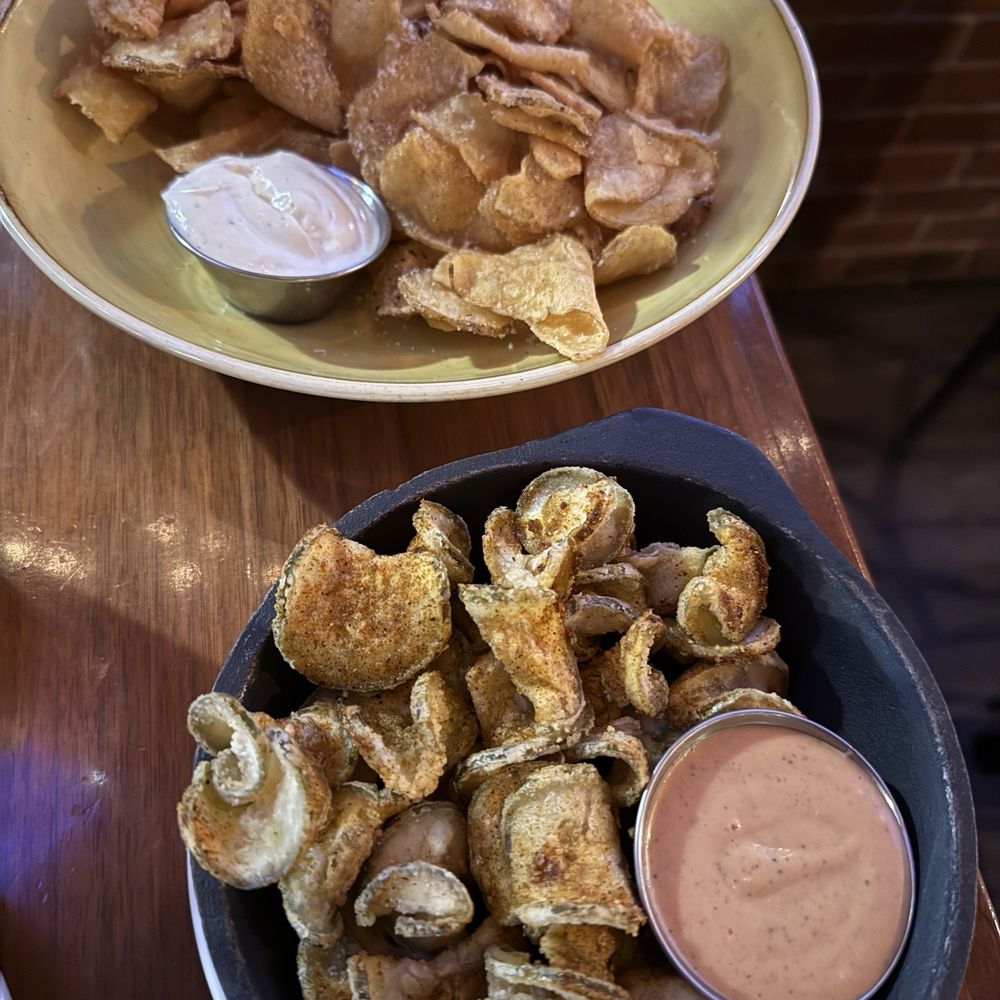pickle chips (f) and kettle chips & dip (r)