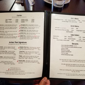 Arches Thai - Menu as of 09/19/18 - Thai Near Me - Moab, Utah