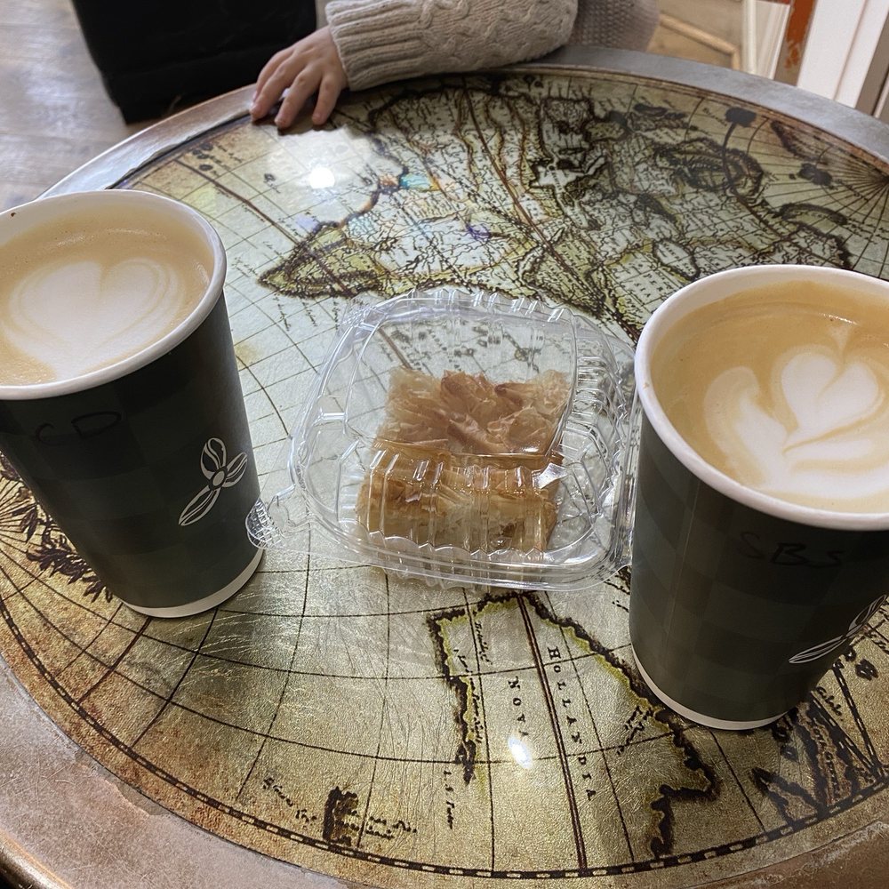 Salted butterscotch latte and cookie dough latte